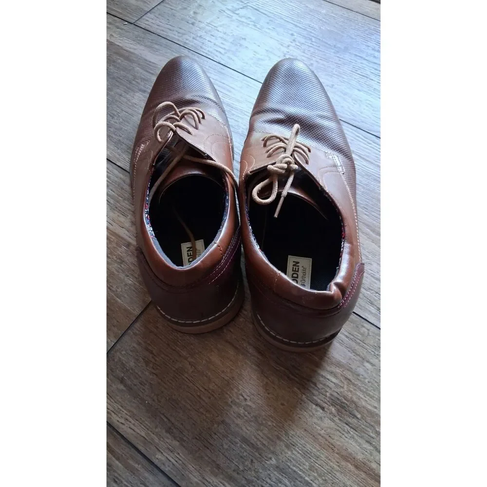 Madden Men’s Brown Perforated Leather Oxford Dress Shoes Size 12